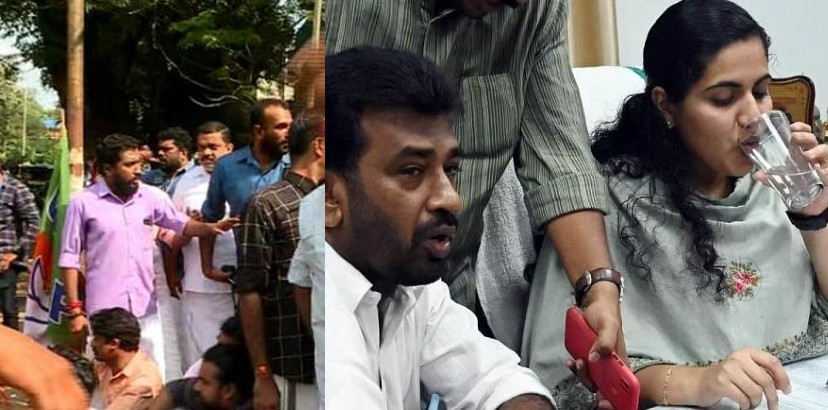 തിരുവനന്തപുരം നഗരസഭയിൽ ഗേറ്റുകളുപരോധിച്ച് യുവമോർച്ച; ജീവനക്കാരുമായി വാക്കേറ്റം