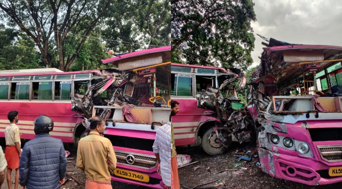 പാലക്കാട് സ്വകാര്യബസുകൾ കൂട്ടിയിടിച്ച് അപകടം; നിരവധി പേർക്ക് പരുക്ക്