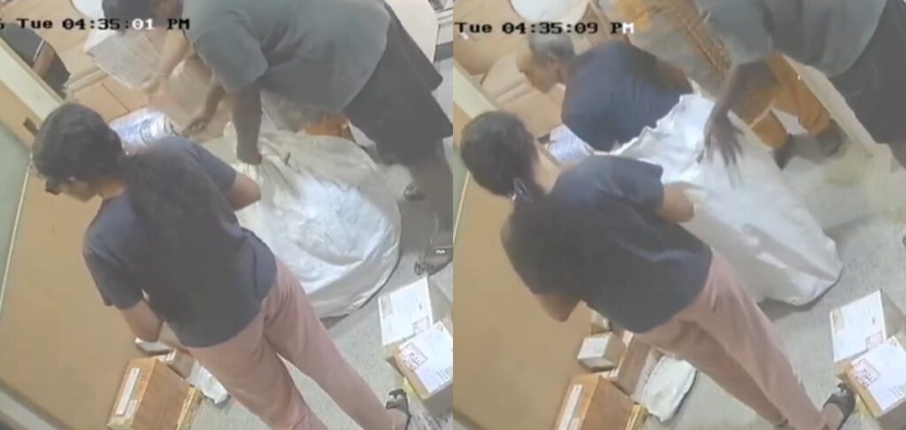 പിതാവിനെ ചാക്കിലാക്കി കൊറിയർ ചെയ്യാൻ ശ്രമം: റീലിന് വേണ്ടിയെന്ന് മകൾ, മാപ്പ് പറയിപ്പിച്ച് പൊലീസ്; വീഡിയോ