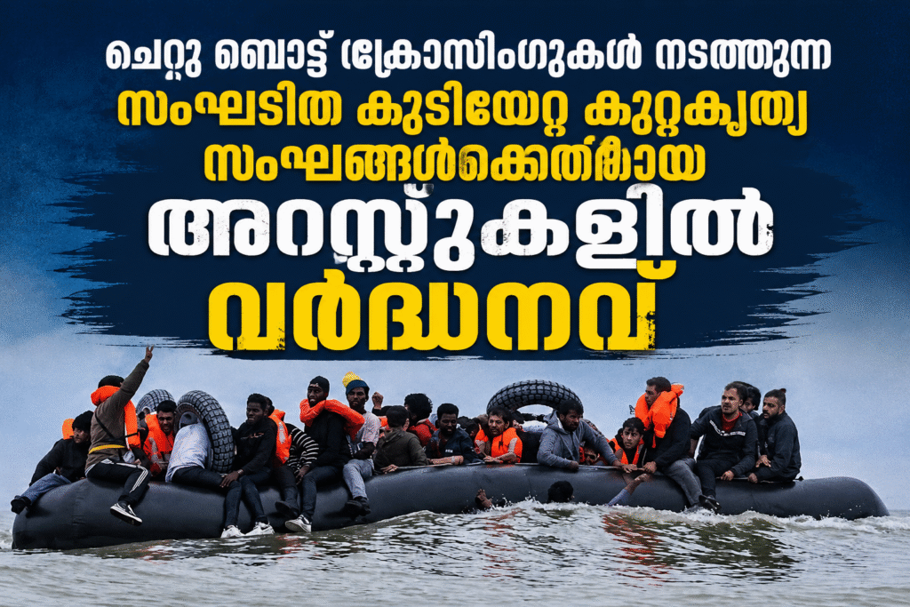 ചെറു ബോട്ട് ക്രോസിംഗുകൾ നടത്തുന്ന സംഘടിത കുടിയേറ്റ കുറ്റകൃത്യ സംഘങ്ങൾക്കെതിരായ അറസ്റ്റുകളിൽ വർദ്ധനവ്