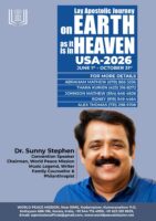 വേൾഡ് പീസ് മിഷൻ ചെയർമാൻ ഡോ. സണ്ണി സ്റ്റീഫൻ ആത്മീയ ശുശ്രൂഷകൾക്കായിഅമേരിക്കയിലേക്ക്